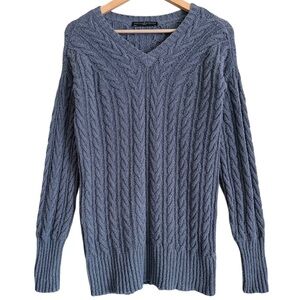 PERUVIAN CONNECTION Pima Cotton Blend Stretchy Cable Knit Pullover Sweater Sz XS